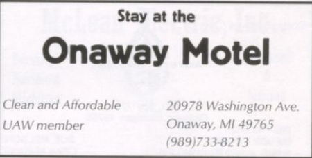 Onaway Motel - 2010 Yearbook Ad